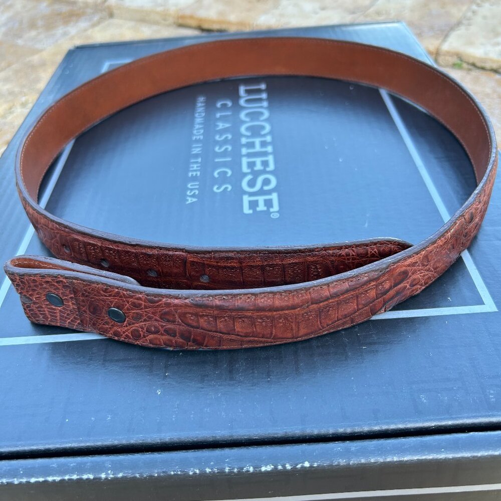 New Lucchese Crocodile Men's Belt Size 36, 1.25 inch wide